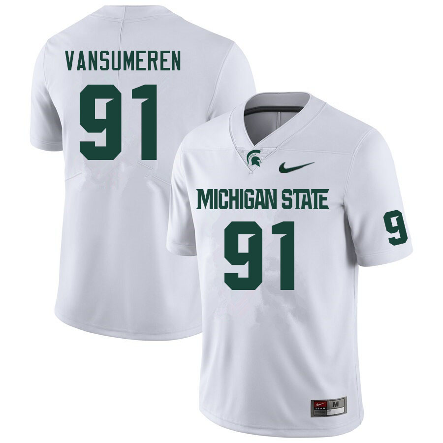 Men #91 Alex VanSumeren Michigan State Spartans College Football Jerseys Sale-White